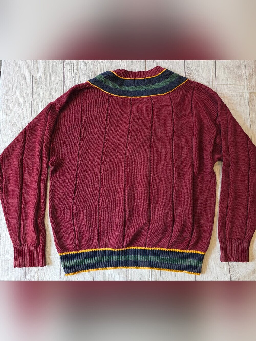 Vintage Men's Size Large International Concepts V-neck Sweater Academia Preppy - Picture 9 of 11